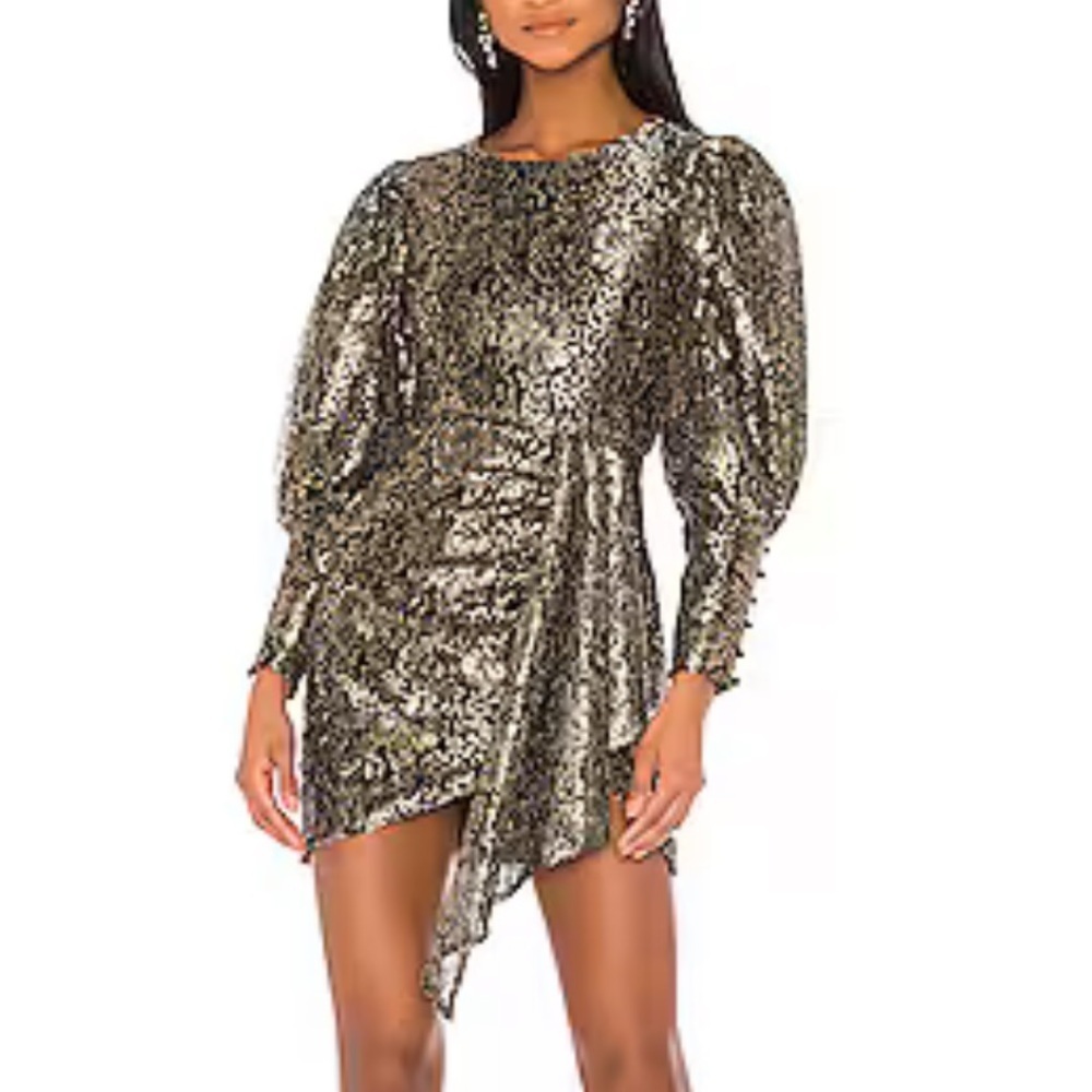 CAMILA COELHO Juliette Mini Dress
Color: Gold and Black
Size: Small/ S